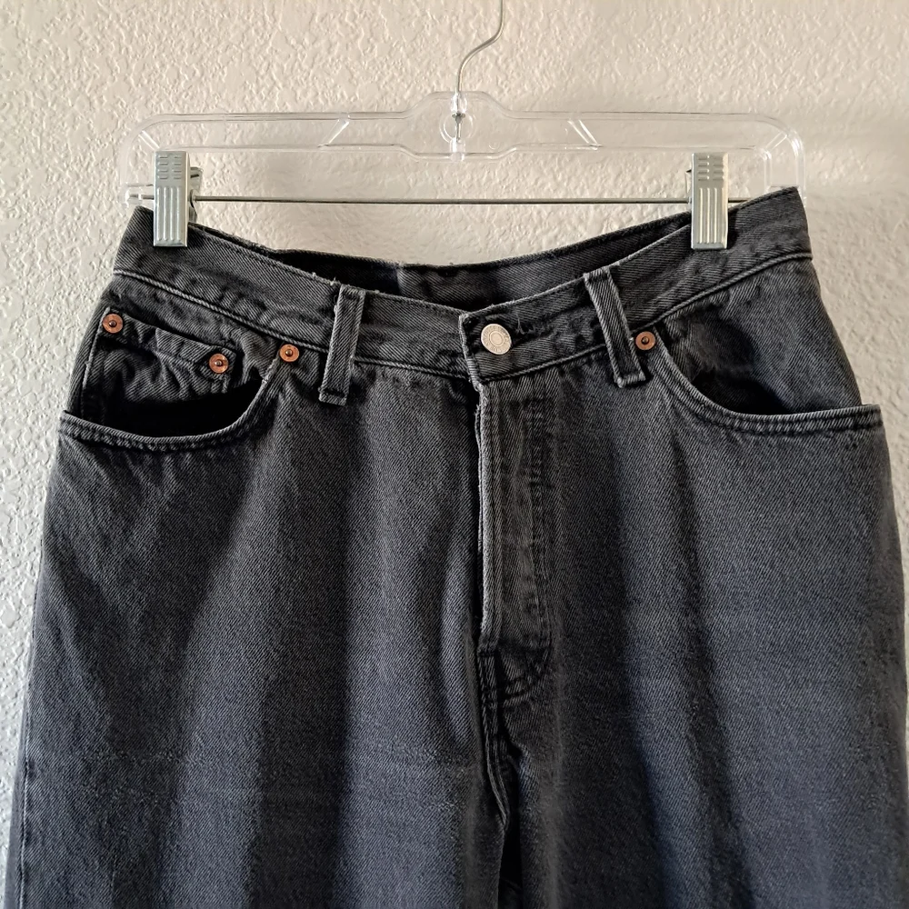 Vintage 90s Levi's 501 Jeans Button Fly Cotton 5 Pocket Style High Rise Black - Picture 2 of 10